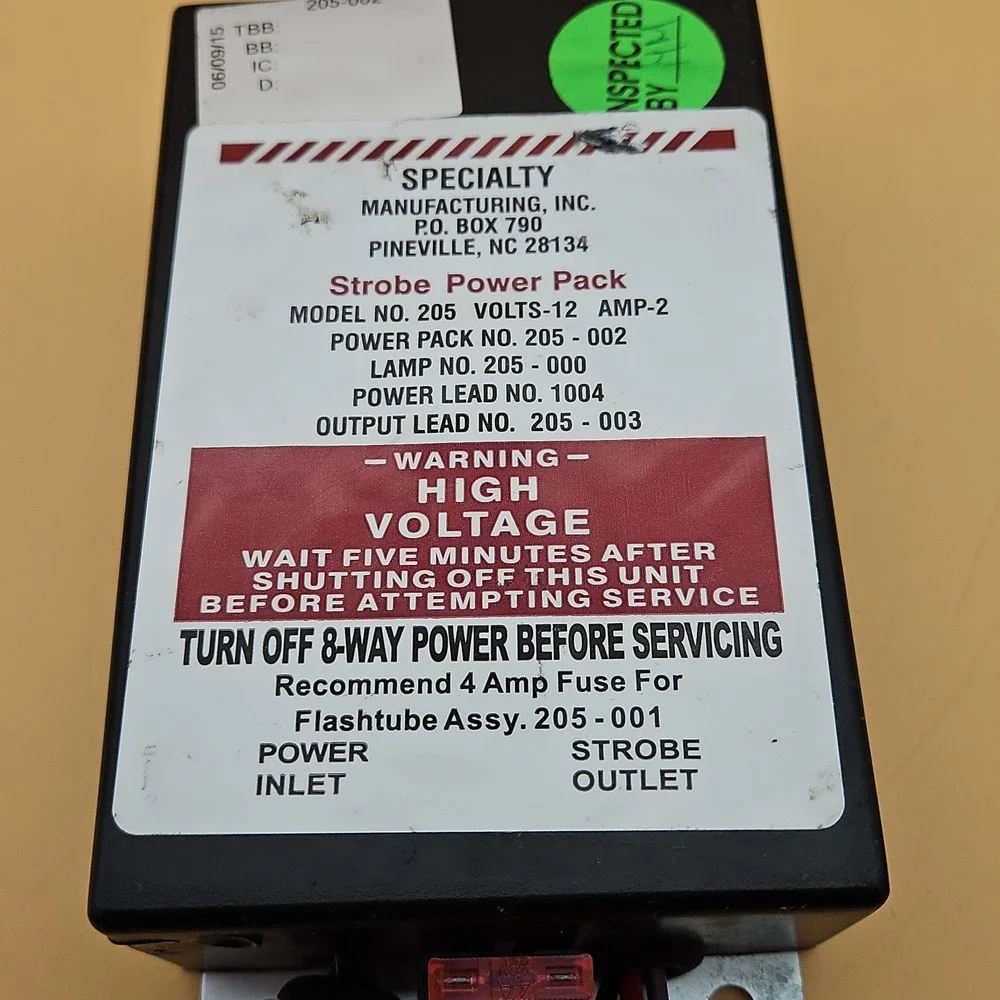 Specialty Manufacturing Strobe Power Pack Model 205 12v‎ 2amp